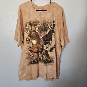 Desert Wash Vintage Men's XL Deer Graphic Tan T-Shirt Short Sleeve Tie Dye